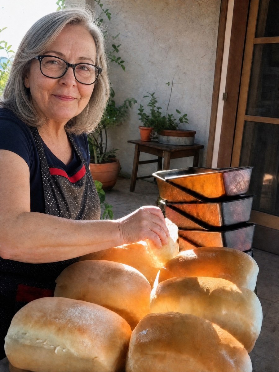 Pão caseiro recém-assado, fatiado, sobre uma tábua de madeira