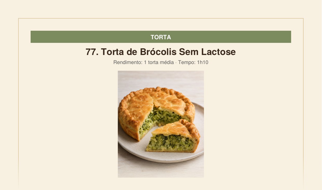 Prévia de uma página do caderno de receitas